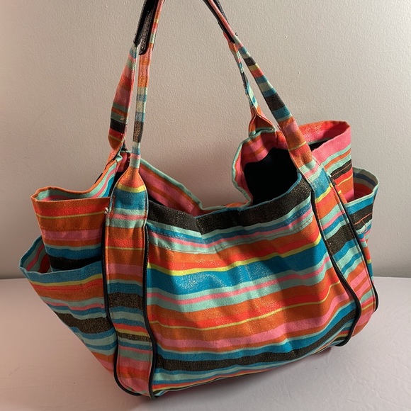 Striped Roxy Purse Metallic Colourful Stripes. GUC - Picture 5 of 6